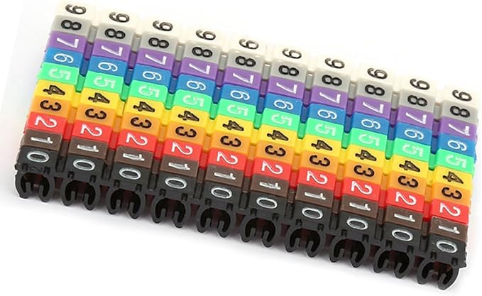 Clip-on String Wire Marking Boxed Plastic Digital Number Wire Label Tube Set Colorful Cable Marker (100PCS KCM-2.5MM)