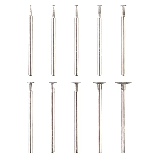 AM ARROWMAX 10pcs T Shape Diamond Burr - 3/32'' Shank Mini Channel Cutting Burs Diamond Mounted Stone Carving Bits for Rotary Tools Includes Dremel