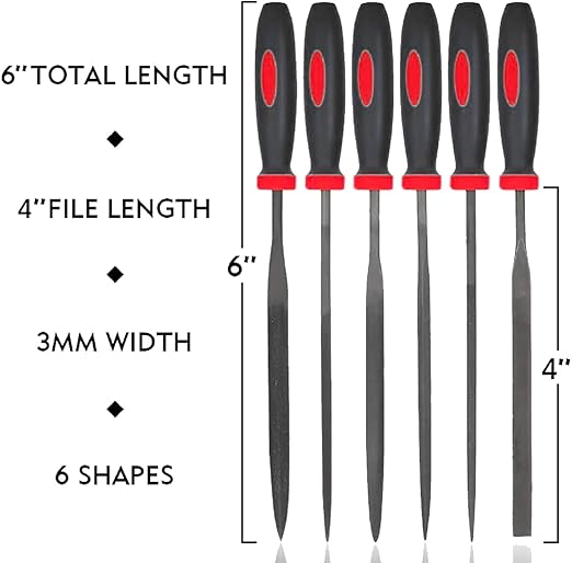 Deburring Tool Kit,with 6Pcs Needle Files. 6-1/2" Metal Handle Chamfer Tool for Resin Aluminum Brass Plastic Pipes Tube Hole 3D Art with Extra 10 HSS Blades