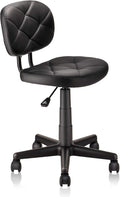 Round Rolling Stool with Adjustable Height and Pu Leather Backrest Swivel Stool Chair for Salon Tattoo Work Office Massage Black