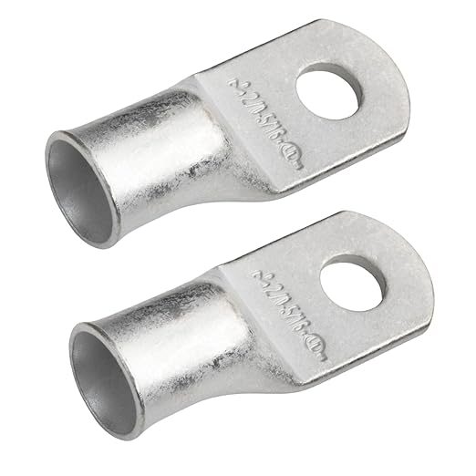 SELTERM 2pcs 2/0 AWG 5/16" Stud Tinned Copper Wire Lugs, Battery Cable Ends, 00 Gauge Ring Terminal Connectors, UL Marine Grade Electrical Terminal Connectors