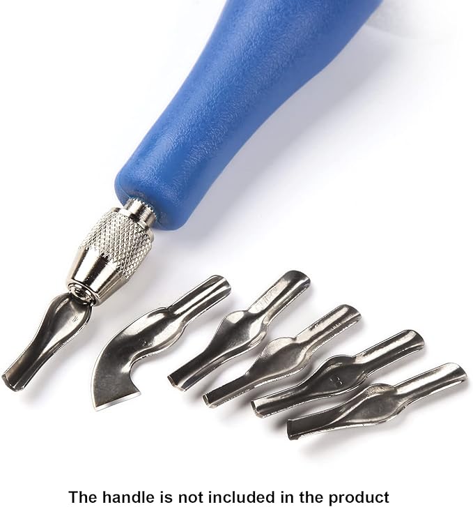 Falling in Art Linoleum Block Cutters - 6 Different Shaped Lino Cutters, Assorted Blades for Printmaking, Precision Carvings(2 Set)