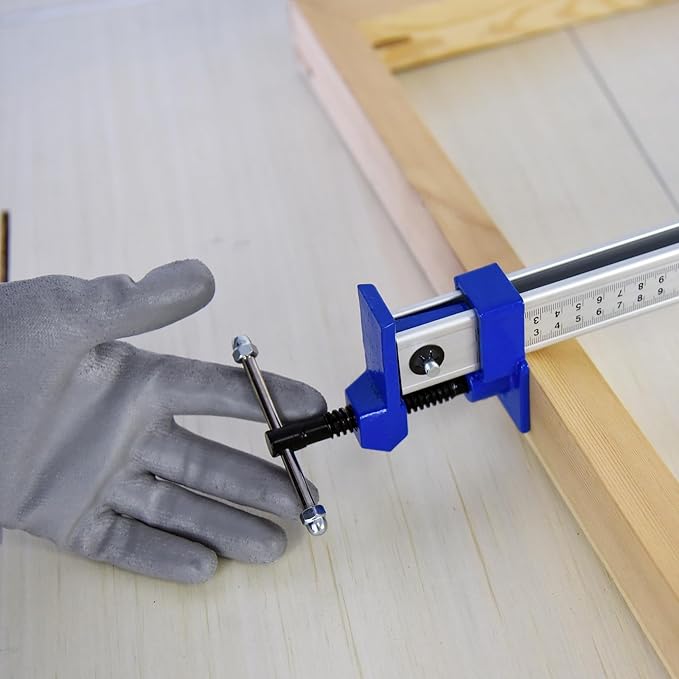 FEIRONG 36 Inch Bar Clamps (2 Pack) - 330LB Capacity, Dual-Scale Ruler (Inch & CM) & 90掳 Angled Jaws for Woodworking, Cabinet Installation, DIY Projects (Blue)