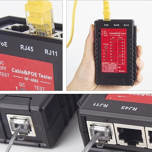 NOYAFA Network Cable Tester for RJ45 RJ11 RJ12 /Cat5 Cat5e Cat6 Cat6a Cat7, Universal Cable Tester, Continuity Test, Phone Line Cat3, Ethernet Tester, LAN Cable Test Tool (Red)