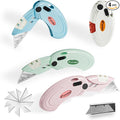 4 Pack Folding Utility Knife with 10 Extra Blades,Box Cutters with Button Lock Mechanism,Navajas Para Trabajo for Home,Office and Warehouse,4 Colors.