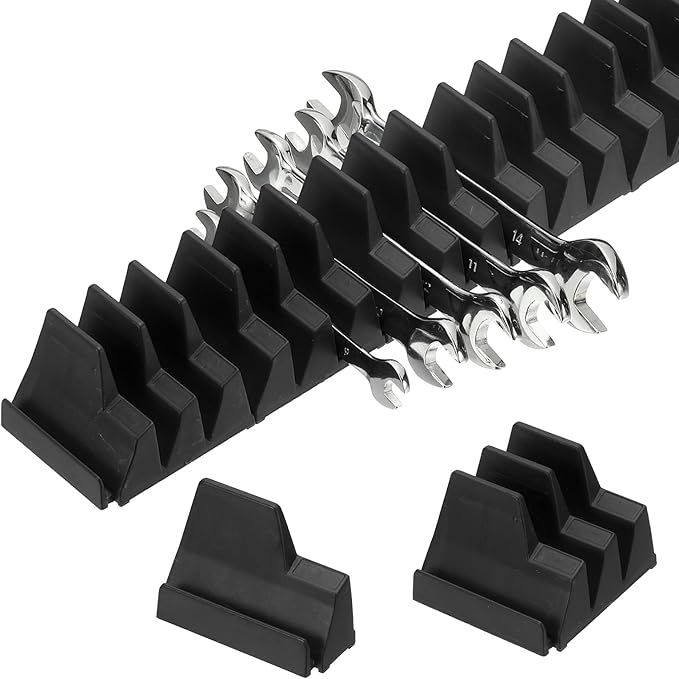 PATIKIL 23pcs Magnetic Wrench Organizer for Tool Box, Magnetic Modular Wrench Organizer Holder Toolbox Universally for 23 Tools Drawer Chest Ratcheting Offset Wrenches, Black