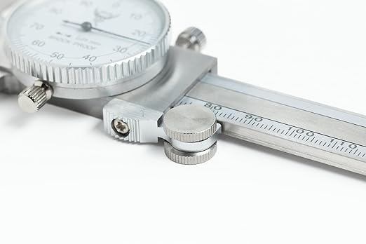 PEC Dial Caliper 0-150mm, Stainless Steel Precision Measuring Tool with Shock-Proof Dial, High Accuracy ±0.01mm
