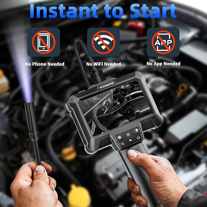 Endoscope Camera with Light - IP67 Waterproof Borescope Camera with 8 Adjustable LED Lights | 4.3" LCD Screen Borescope | HD 1080P Inspection Cameras with 16.5ft Semi-Rigid Cord Tools for Men