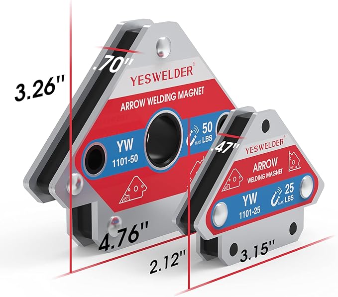 YESWELDER 25 LB & 50LB Welding Magnet-4 Pieces of Magnetic Welding Holder 25 LBS /50 LBs Holding Power Welding Accessories