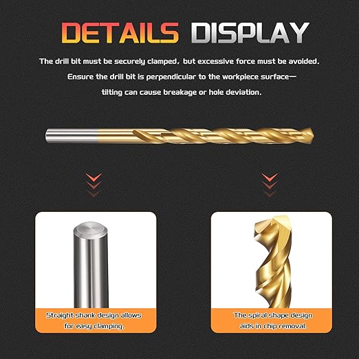 Drill Bit, 9/32" Cutting Diameter, 4341 HSS TiN Coated 135° Cutting Angle Jobber Bits - (Applications: for Drilling Soft Metal Plastic Wood), 20-Pieces