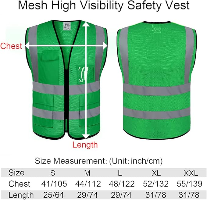 BeautyWill Custom Logo 10/20 Pack Safety Vest Class2 High Visibility Vest with Pockets Breathable Construction Vest Bulk