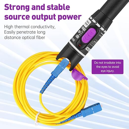 Moocci 3 Pcs Visual Fault Locator Fiber Optic Tester - VFL Fiber Optic Cable Tester Meter with FC to LC Adapter - Tools Kit for FC/SC/ST/LC Connector,Network Cable Test -Green Purple White
