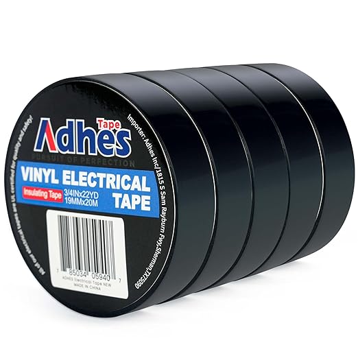 ADHES 7mil PVC Electrical Tape, 19mm x 20m, 5 Rolls, Heavy Duty Insulation Tape for Wiring, Electrical Repairs, and DIY Projects