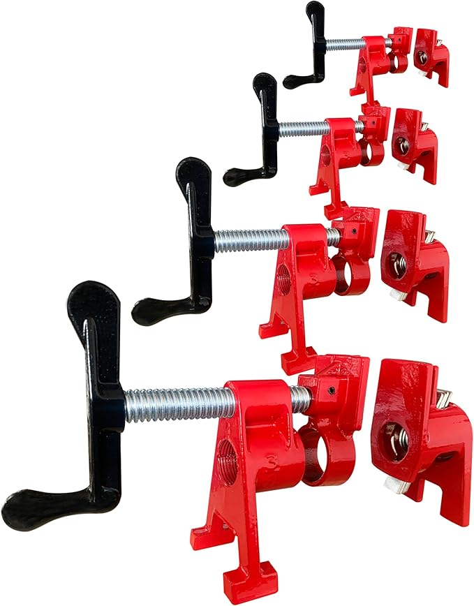 HimaPro 4-Pack 3/4 Inch H-Style Professional Pipe Clamp Set - Designed For Woodworking, Carpentry, Home Improvement, and DIY Jobs
