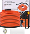 30FT Heat Tape for Water Pipes Freeze Protection IP65 Waterproof 7W/FT 110V BDDFOTO Heat Cable with GFCI Protection and Thermostat,Self-Regulating Pipe Heater for Roof/RV/Water Storage Tank