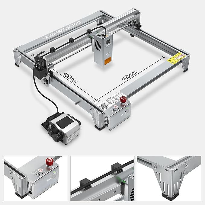 LASER TREE Laser Engraver Machine, 40000mW(40W+) Output Power Laser Cutter with Air Assist Pump Kit, High Precision Laser Cutter and Engraver for Wood and Metal, Paper, Acrylic, Glass, Class 4