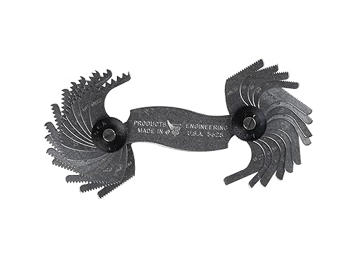 PEC Tools Screw Pitch Gage, 0.25-2.5 mm, 28 Blades/2 Groups, Clearly Marked Scales, Suitable for Various Applications, Made in USA