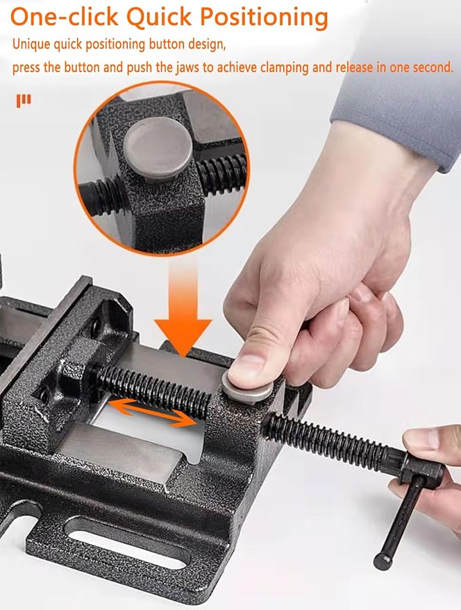 MYTEC Drill Press Vise, 4.0" Black, Quick Release Workbench Industrial Vise Clamp, High-grade cast steel Bench Clamp