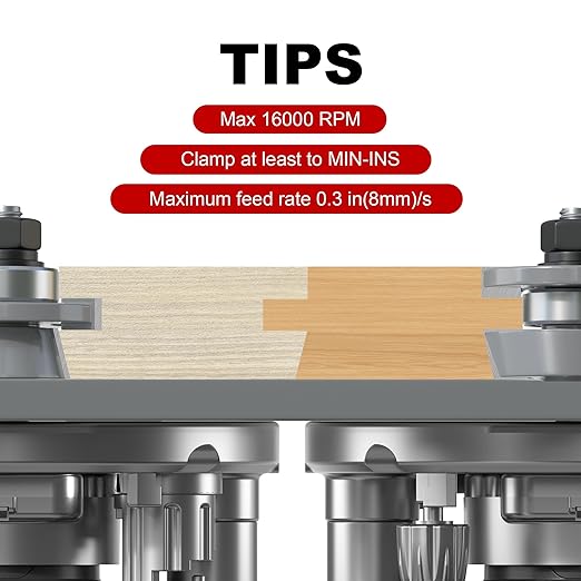 Professional 2PCS Shaker Style Rail and Stile Router Bits Set 1/2 Inch Shank, 3/8 Inch Cutting Depth, Up to 7/8 Inch Stock, Perfect Door Frame Shaper Cutters Raise Panel Making Router Bit Set