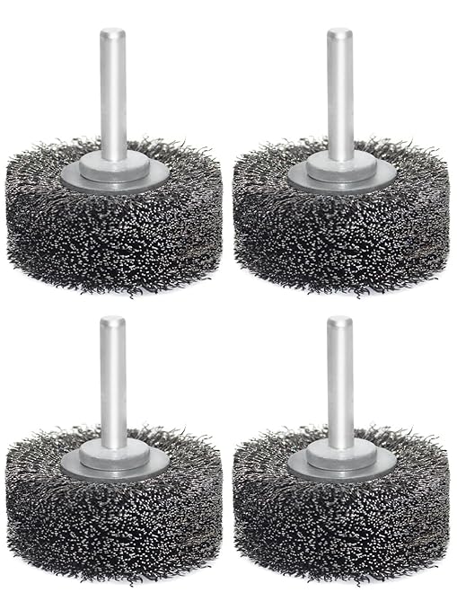 Wire Wheel Brush 2x7/8in for Drill 4Pack, Heavy Duty Carbon Steel Wire Brushes for Rust,Paint,Oxides,Corrosion Removal 1/4in Shank Drill Rotary Attachment