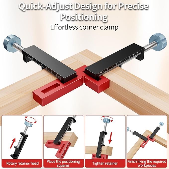 Preciva Corner Clamp for Woodworking, 90 Degree Right Angle Clamp, Aluminum Alloy Positioning Squares for Picture Frames, Cabinets, Drawers Boxes