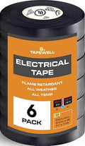 Black Electric Tape - Professional Grade - 3/4 inch x 66ft - PVC Electrical Insulating Tape for All Weather - U/L Approved - Waterproof - Home Improvement Electrical Equipment - Pack of 6