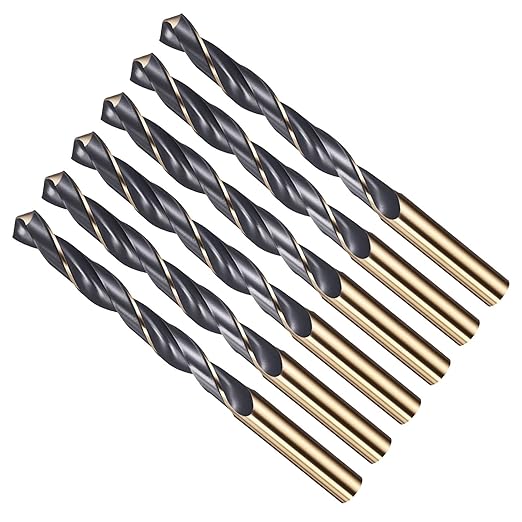 Drill Bit, 11mm Cutting Diameter, 4341 HSS Gold and Black 118° Cutting Angle Number Jobber Bits - (Applications: for Drilling Soft Metal Plastic Wood), 6-Pieces
