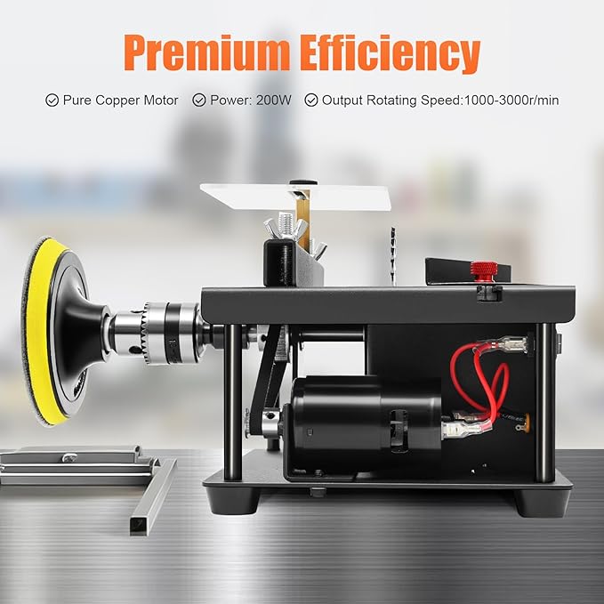Mini Table Saw for Crafts - Portable Small Saw with Adjustable Speed for Cutting, Drilling, Grinding, Polishing Wood, Acrylic, Plastic (Black)