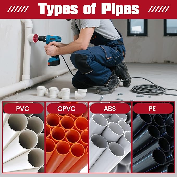 9Pcs PVC Pipe Reamer Kit, Lightweight Aluminum PVC Fitting Saver for Sch.40 CPVC, ABS, Socket Saver Plumbing Tool Includes 1/2", 3/4", 1", 1-1/4", 1-1/2", 2", 2-1/2", 3", 4", Fits 1/2" Drill