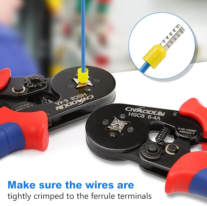 Ferrule Crimping Tool Kit, CNAODUN for AWG 23-7 with 1900PCS Wire Ferrules Terminals Self-Adjustable Ratchet Wire Ferrule Crimper