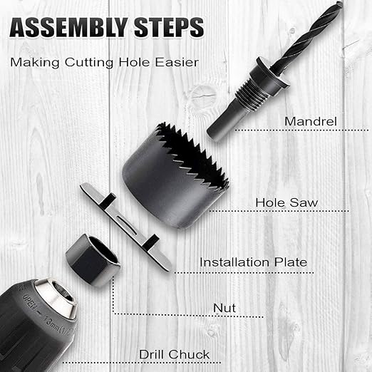 Hole Saw Set, 22PCS Hole Saw Kit with 3/4" to 5" (19mm-127mm) 13Pcs Saw Blades, Mandrels, Installation Plate, Drill Bits, Hex Key with Storage Box, Ideal for Soft Wood, Plywood, Drywall, PVC