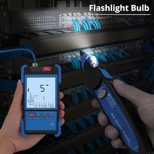Network Cable Tester with NCV, Poe Cable Tracker Ethernet Cable Finder for Cable CAT5 CAT5e CAT6 Cat7 Cat8 Wire Tracker Test Fault Distance Location and Length Measurement for Telephone Line