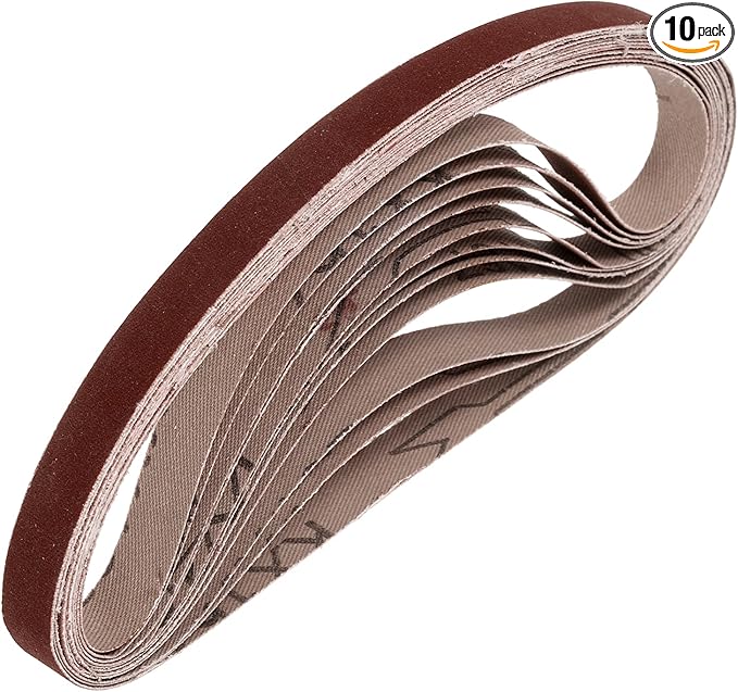 HARFINGTON 1/2 x 18 Inch Sanding Belts, 10 Pcs 320 Grits Aluminum Oxide Abrasive Belt Sander File Belt for Woodworking, Metal Polishing, Knife Sharpener