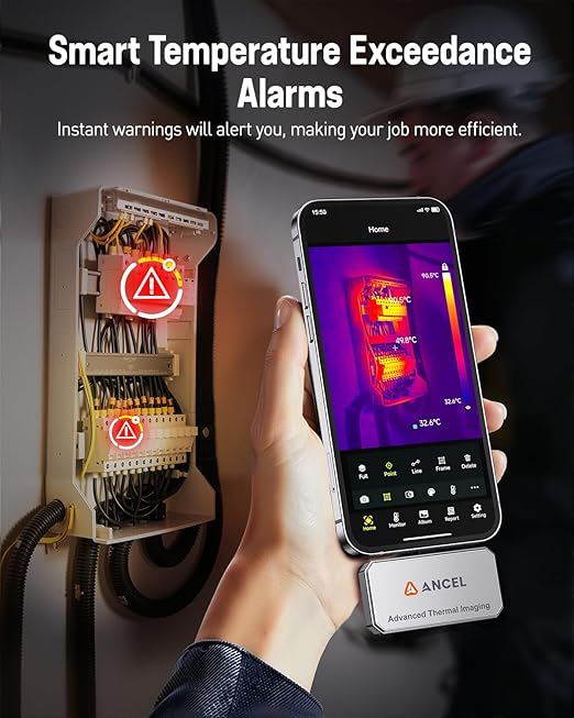 ANCEL IR101 Thermal Camera, 512x384 IR Resolution Thermal Imaging Camera for iPhone iPad (iOS) with Lightning Port, 25Hz Frame Rate Infrared Camera for Home/Pets/Electrical/Industrial/PCB Inspection