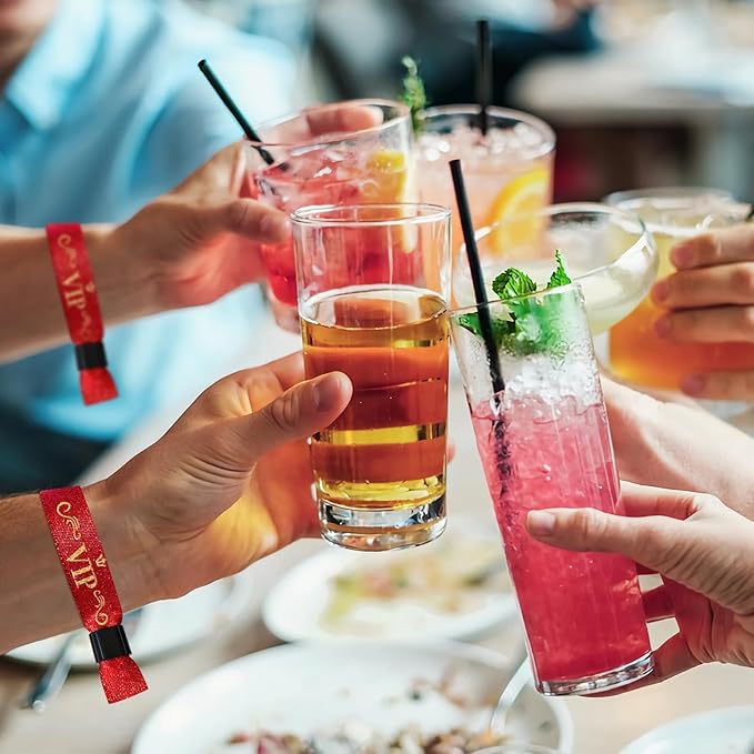 100 Pcs VIP Cloth Event Wristband, Disposable VIP Wristbands for Events, Colored VIP Wristbands Events,for Lightweight Concert,Club Entrance Wrist Strap Party Wristband Event (Color : Red)