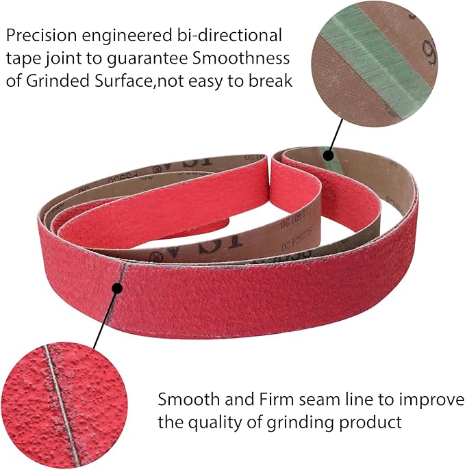5 Pack 2x72 Inch Ceramic Sanding Belts 36 Grit, 2 x 72 Metal Grinding Sanding Belt, Sander Belts for Metal Knife Sharpening, 5 Pack(2x72in)