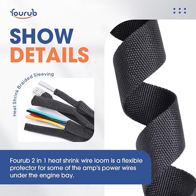 2 to 1 Heat Shrink Woven Tubing Abrasion Resistant Braided Sleeving Shrinkable Fabric Loom Protector for Auto Amp Harness Sheath Cable(1" ID-216inch)