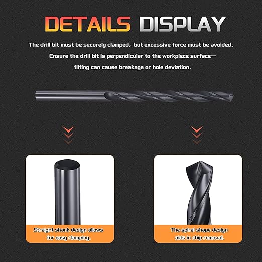 Drill Bit, 4.1mm Cutting Diameter, 4241 HSS Nitriding Black 118° Cutting Angle Versatile Jobber Bits - (Applications: for Drilling Plastic Wood Soft Metal), 12-Pieces
