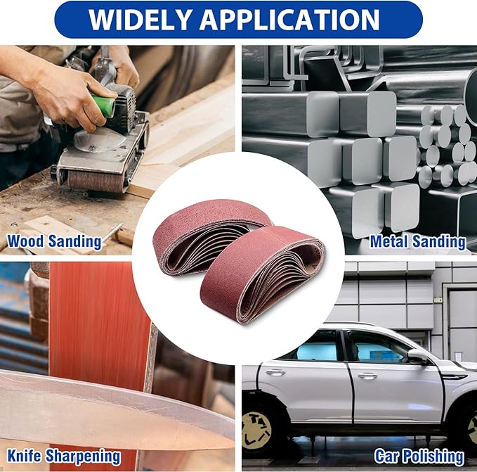 14 Pcs 4x24 Belt Sander Sanding Belts,Aluminum Oxide Sander Belts,2 Each of 40/60/80/120/180/240/400 Grits Sander Belts For 4 x 24 Belt Sander