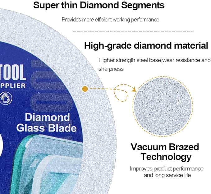 SHDIATOOL Diamond Glass Cutting Disc 4-Inch Saw Blade, Ultra-Thin Cut Off Wheel for Tile Ceramic Porcelain Marble 100mm (10 of Pack)