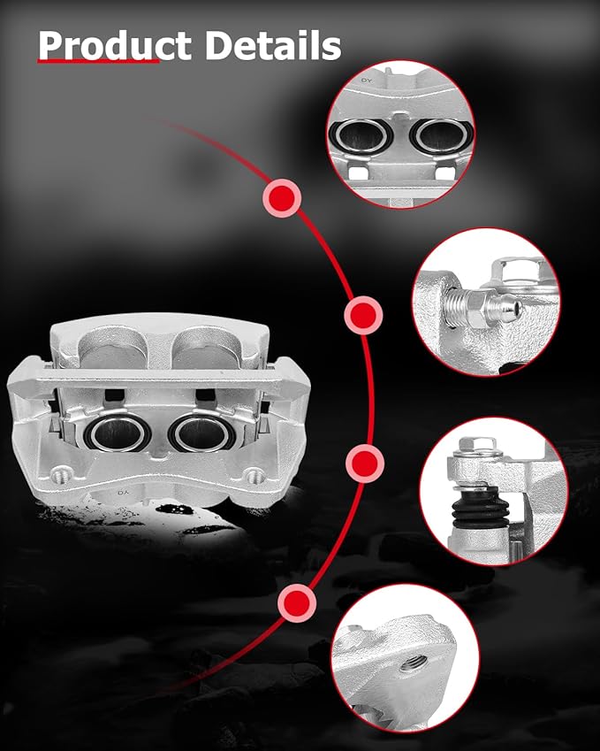 cciyu Front Left Brake Caliper Assembly w/Bracket 19B3826 2014 2015 2016 2017 2018 2019 For Acura For MDX,2016 2017 2018 2019 2020 2021 For Honda For Pilot,2017 2018 2019 2020 For Honda For Ridgeline