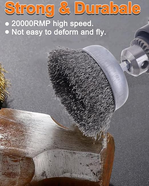Rocaris 40 Pack Carbon Steel Wire Wheel Brush with 1/4-Inch Hex Shank, Cup Brush, Wheel Brush, Pen Brush Set, for Rust Removal, Corrosion and Scrub Surfaces