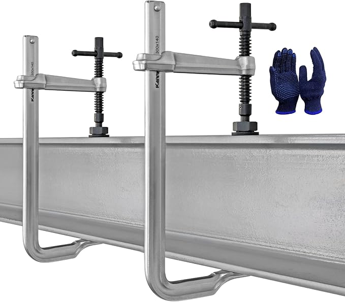2-Pack Heavy Duty 12" Inch F-Style Welding Clamps w/Replaceable Pad, 5-1/2-Inch(140mm) Deep Throat, Bar Size 1-1/5" * 3/5" Drop Forged Steel Bar Clamps, 2900LB Clamping Force