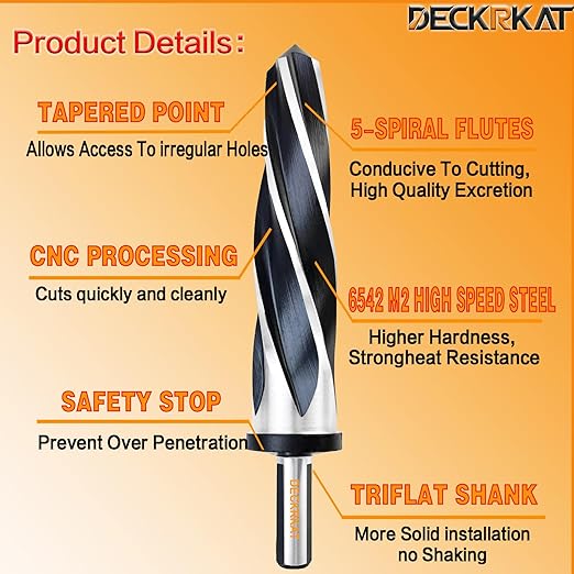 1-1/4" Reamer Drill Bit for Metal, M2 HSS Taper Reamer for Steel, Alloy, Wood, Plastic to Align, Enlarge Holes – 5-Spiral Flutes,1/2"Non-Slip Shank, 32mm Car Reamer, Bridge Construction Reamer.