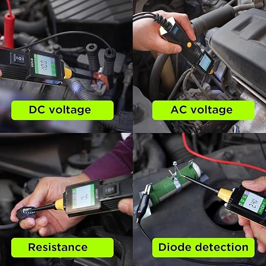 AUTOOL Automotive Circuit Tester Power Circuit Probe Tester Test Light Breaker Finder 0-70V AC DC Voltage Tester for 12V 24V Vehicle, with Voltmeter&Illumination, Component Activation/Continuity Test