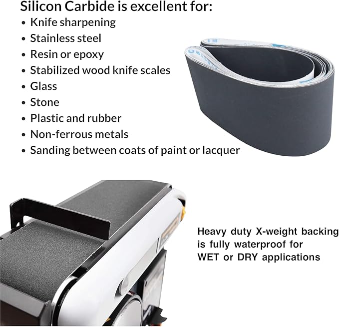 4x36 Sanding Belts 400 Grit Knife Sharpening,Silicon Carbide Fine Belt Sander Belts for Woodworking Metal Wet Dry Polishing,6-Pack