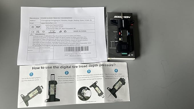 GODESON Digital Tyre Tread Depth Gauge UK,0-25.4 Mm Inch Tyre Guage Digital with Large LCD Display and Tire Tread Depth Measuring Tool for Cars,Trucks,Moto