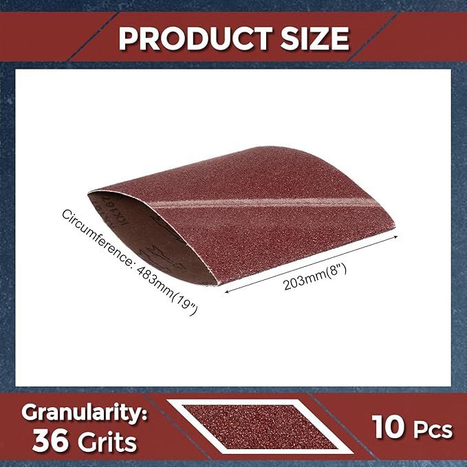 10 Pcs Sanding Belts 8 x 19 Inch 36 Grit Aluminum Oxide Abrasive Sandpaper for Belt Sander Metal Grinding Wood Working Weld Rust Removal