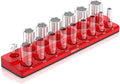 Olsa Tools Magnetic Socket Organizer | 1/2-inch Drive | SAE | RED | Holds 16 Sockets | Professional Quality Tools Organizer