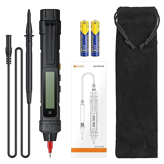 Neoteck 2 in 1 Pen Type Digital Multimeter Non-Contact Voltage Tester 6000 Counts Intelligent Multimeter with LCD Display for AC/DC Voltage Resistance Diode Continuity Capacitance Frequency